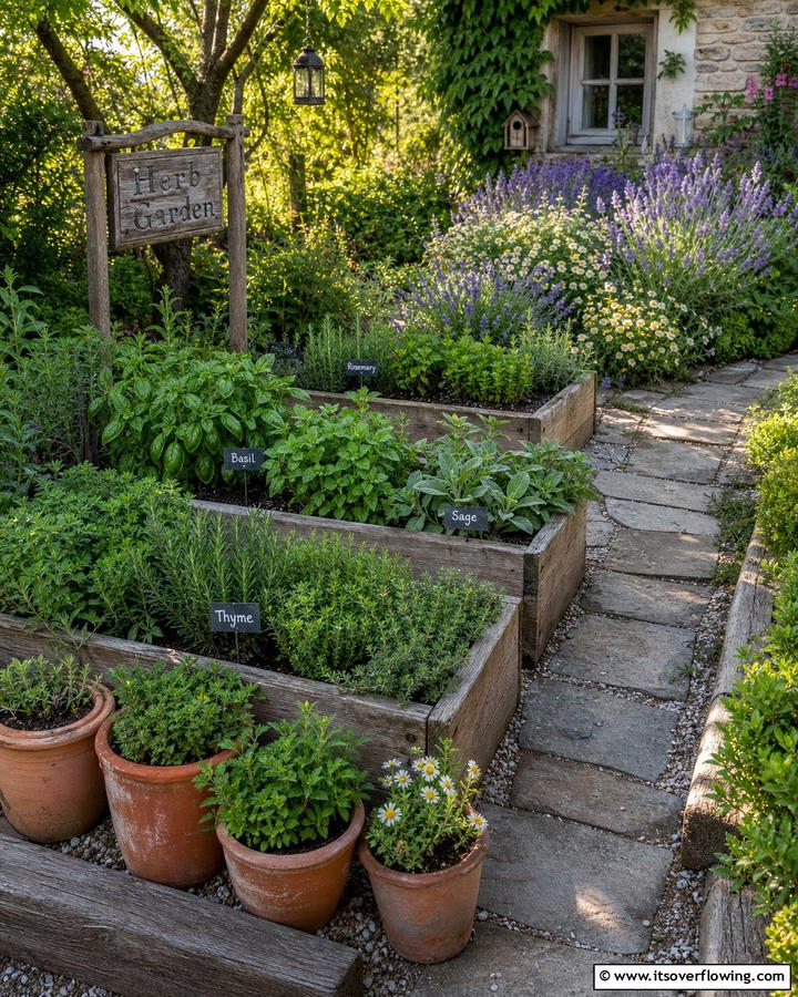 Herb Garden Corners - 21 Cottage Garden Ideas Full of Whimsical Blooms