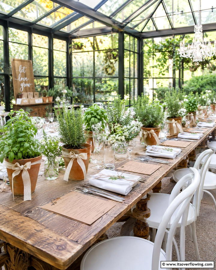 Herb Garden Table Decor - 30 Unique Non-Floral Wedding Centerpiece Ideas