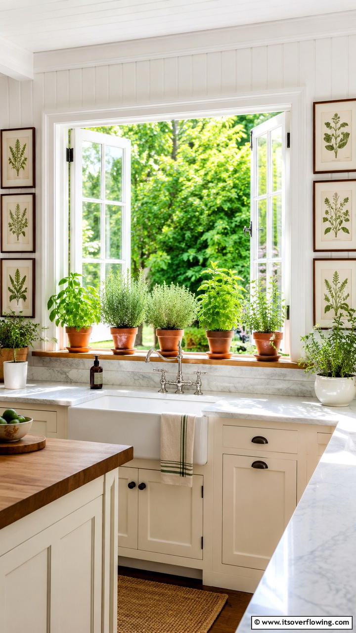 Herb Garden Window Delight - 30 Cottage Kitchen Ideas for Cozy, Charming Farmhouse Style