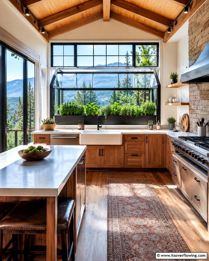 Herb Garden Window - 25 Mountain House Kitchen Ideas for Rustic Charm