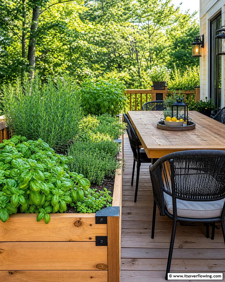 Herb Garden in Raised Beds - 25 Deck Decorating Ideas With Plants for a Lush Outdoor Space