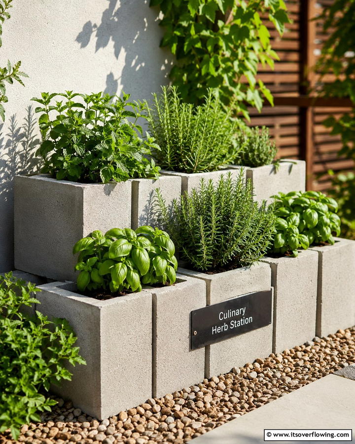Herb Haven with Cinder Blocks - 30 Innovative Cinder Block Garden Ideas for Urban Green Spaces