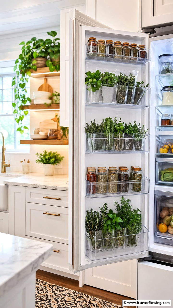 Herb and Spice Spot - 30 Fridge Organization Ideas for Efficient Storage