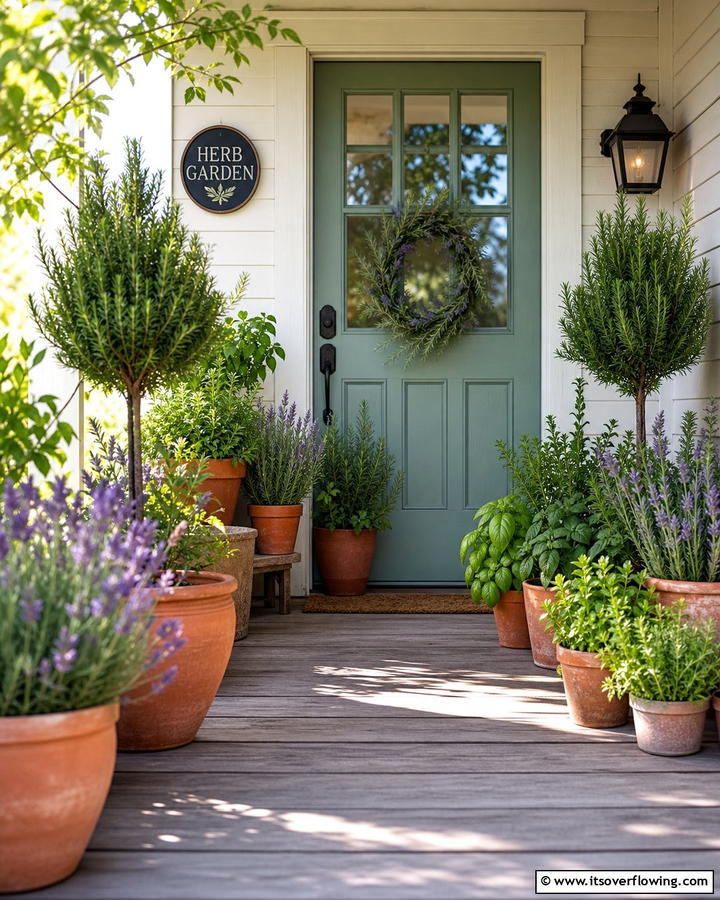 Herbal Garden Entryway - 21 Front Door Plants for a Welcoming and Lush Entryway