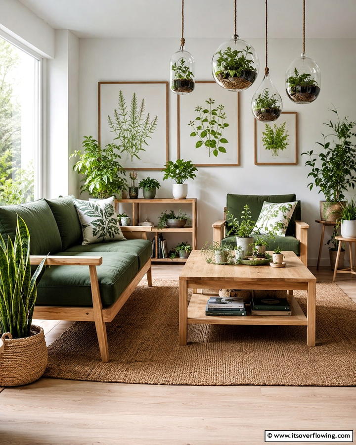 Herbal Living Vibe - 30 Forest Green Living Room Ideas for Nature-Inspired Interiors