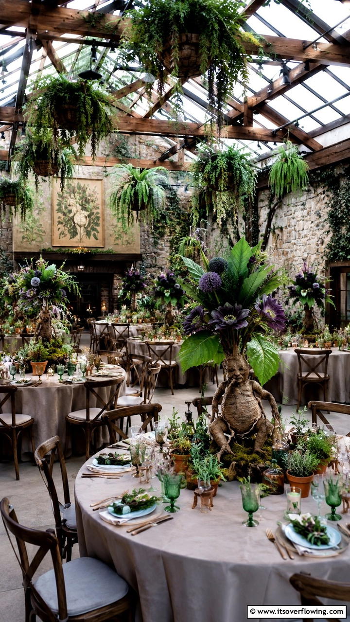 Herbology Inspired Floral Arrangements - 30 Harry Potter Wedding Ideas- Enchanting Themed Celebrations