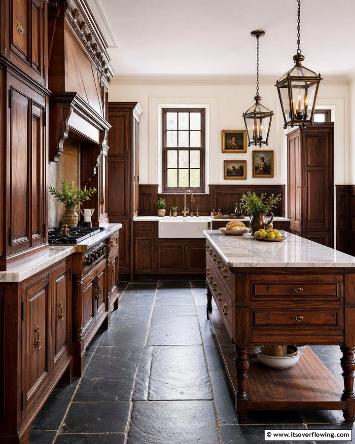 Heritage Aesthetics - 30 Dark Wood Kitchen Cabinet Designs for Classic Style