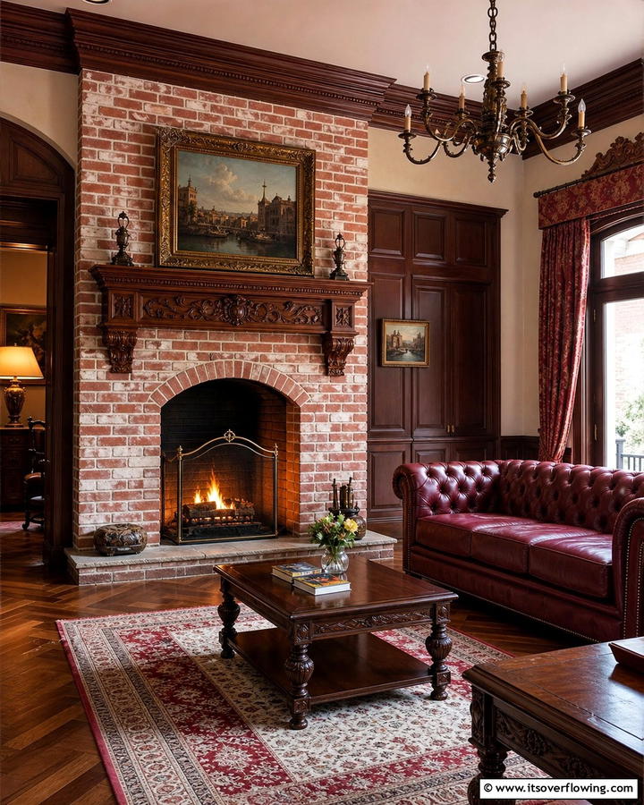 Heritage Brick Design - 21 Rustic Brick Fireplace Ideas for Warm Living Rooms