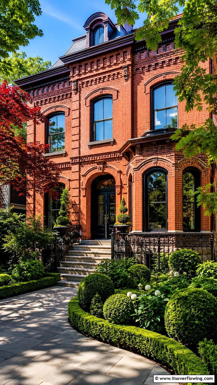 Heritage Brick Detailing - 30 Brown Brick Exterior Home Ideas for Timeless Curb Appeal