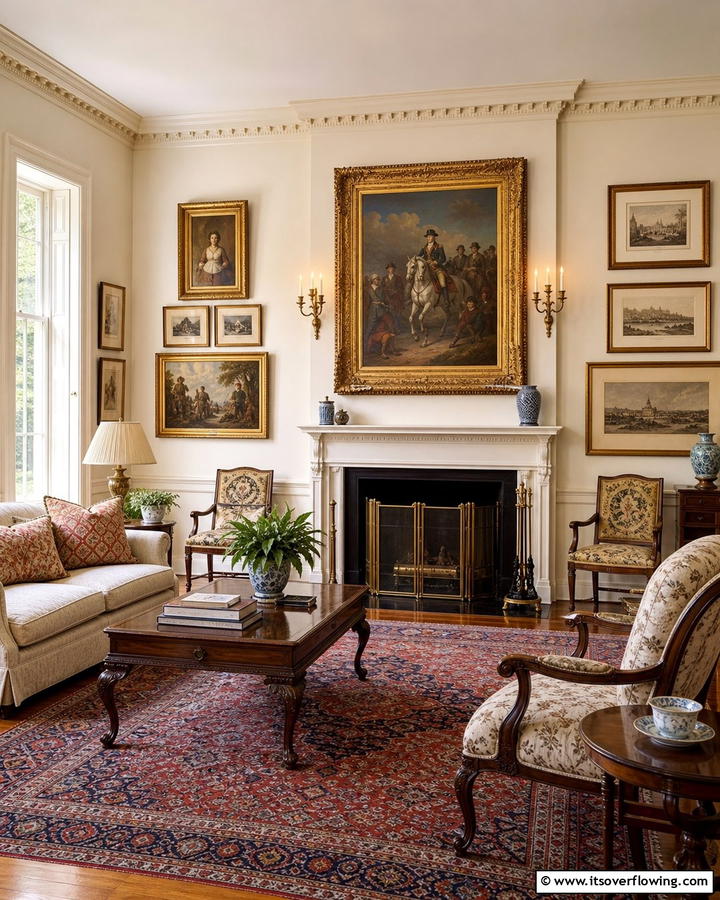 Heritage Inspired Artwork - 20 Colonial Living Room Ideas for a Classic and Timeless Look