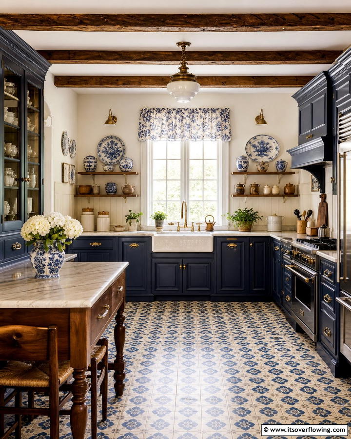 Heritage Inspired Craftsmanship - 21 Blue Farmhouse Kitchen Cabinet Ideas for Rustic Charm