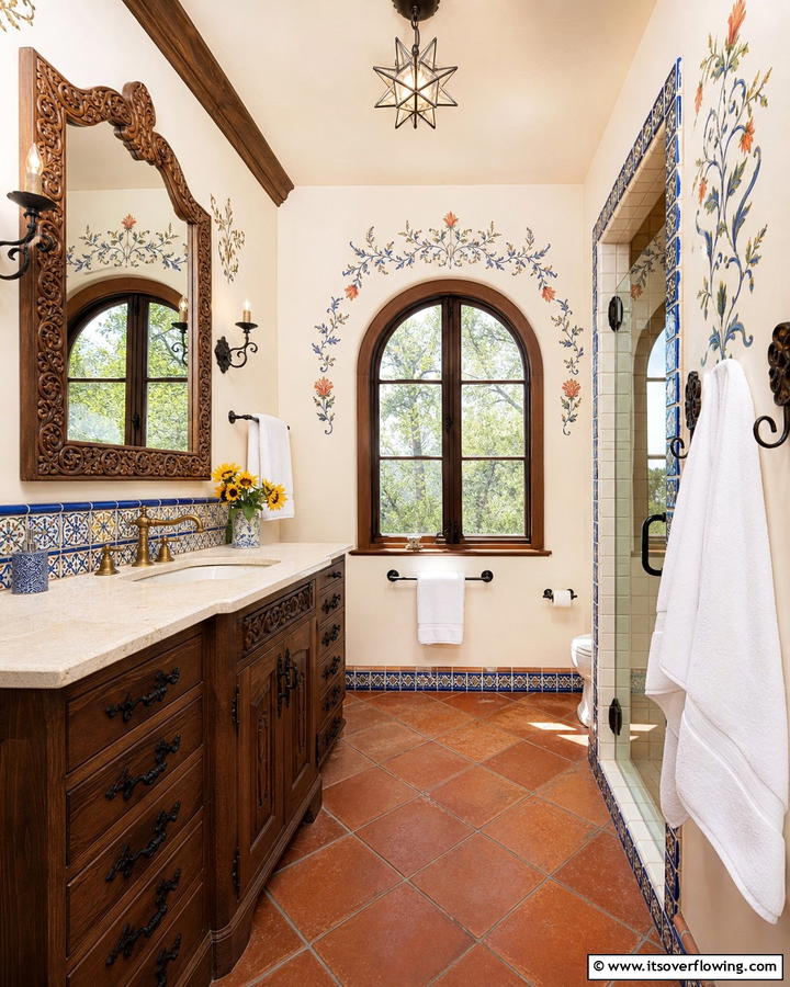 Heritage Inspired Details - 30 Spanish Style Bathroom Ideas for Mediterranean Flair