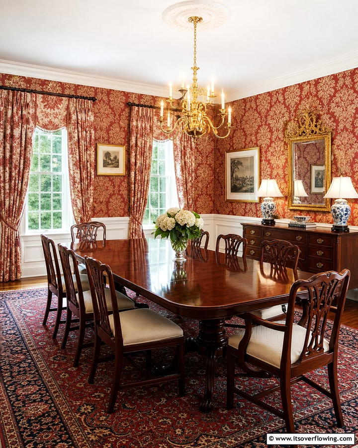Heritage Inspired Wallpaper - 25 Colonial Dining Room Ideas for Timeless Style