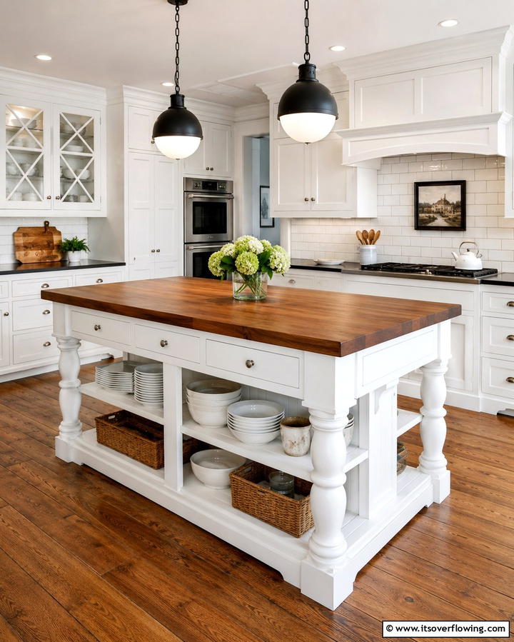 Heritage Kitchen Island - 30 Rustic White Kitchen Ideas for Timeless Farmhouse Style
