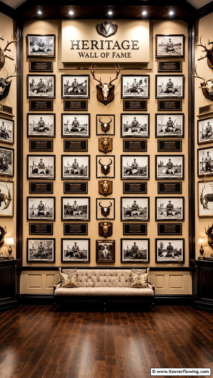 Heritage Wall of Fame - 30 Hunting Trophy Room Ideas for Rustic Decor