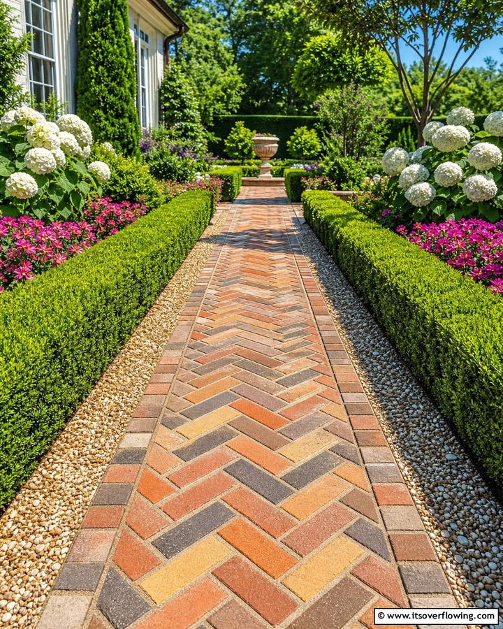 Herringbone Brick Pattern - 20 Brick Edging Ideas- Define Your Garden Spaces