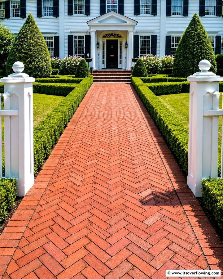Herringbone Layout - 25 Paver Walkway Ideas to Enhance Your Outdoor Space