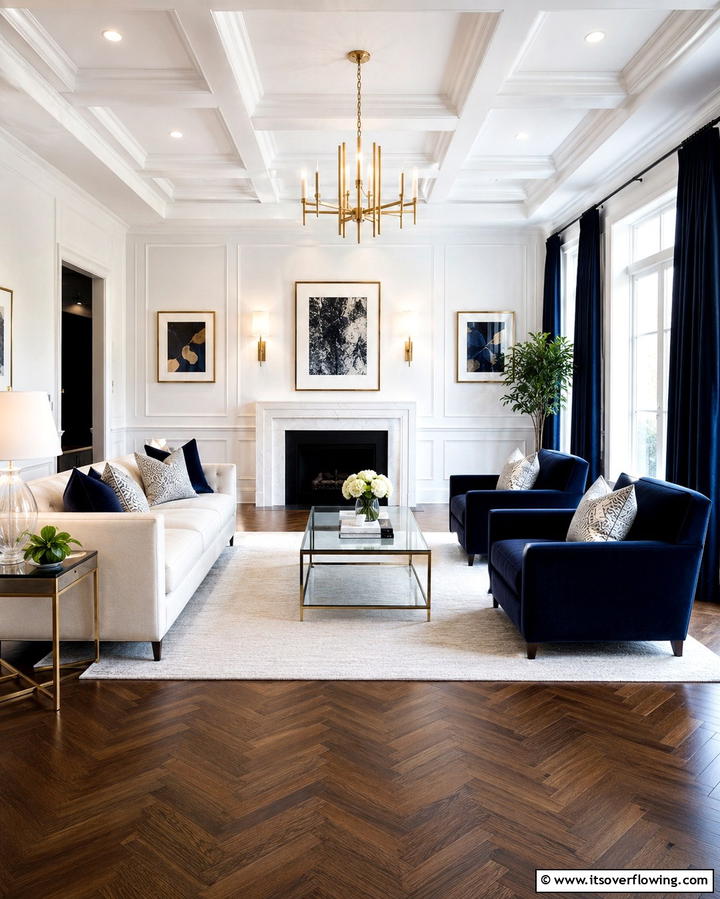 Herringbone Pattern Flooring Style - 25 Living Room Flooring Ideas for a Stunning Space