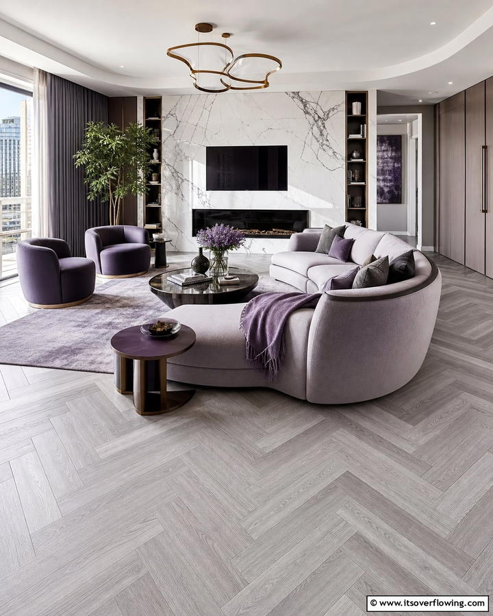Herringbone Pattern Wood Floors - 25 Living Room Wood Floor Ideas for a Warm Ambiance