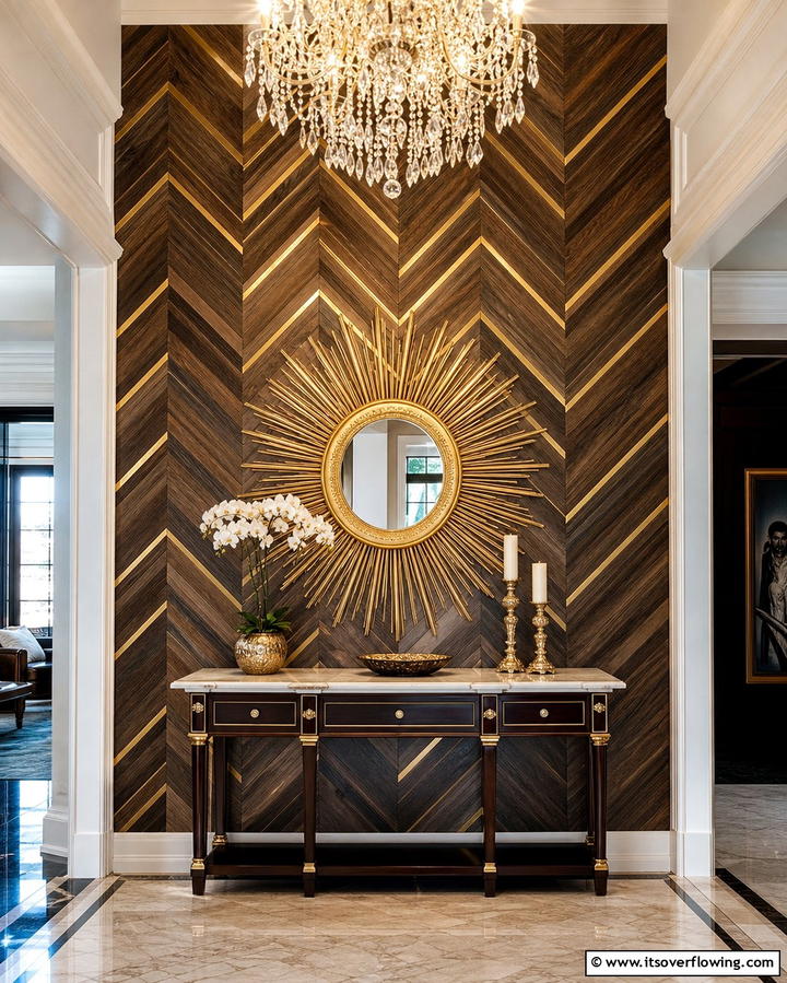 Herringbone Pattern Wood Wall - 25 Wood Trim Accent Wall Ideas for a Warm Touch