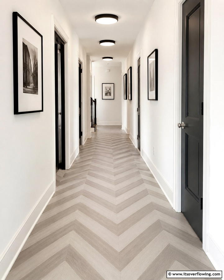 Herringbone Stripes for Subtle Sophistication - 25 Painted Floor Ideas to Revitalize Your Home
