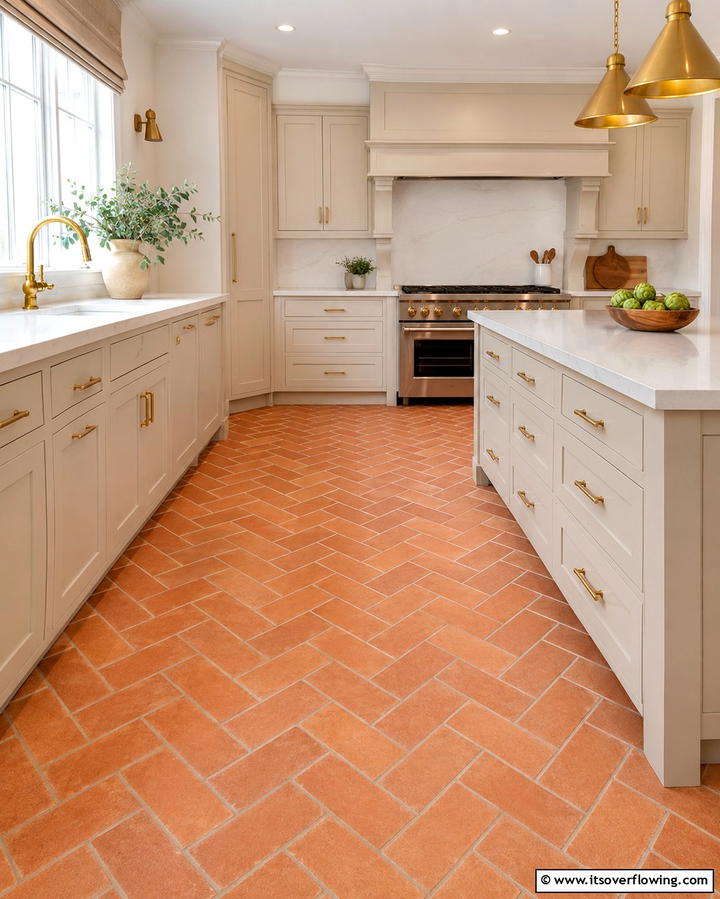 Herringbone Terracotta LayoutExact - 25 Terracotta Kitchen Floor Ideas for a Rustic Charm