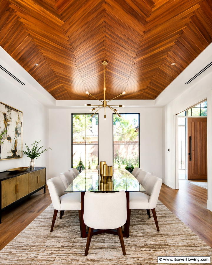 Herringbone Wood Ceiling - 25 Wood Ceiling Ideas to Elevate Your Interior