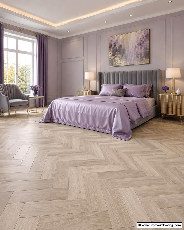 Herringbone Wood Flooring for Visual Interest - 30 Bedroom Flooring Ideas to Elevate Comfort and Style