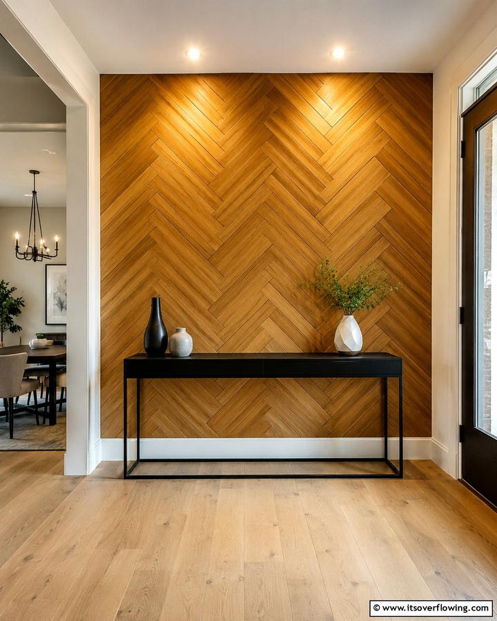 Herringbone Wood Panels - 25 Wall Paneling Ideas to Elevate Your Home Decor