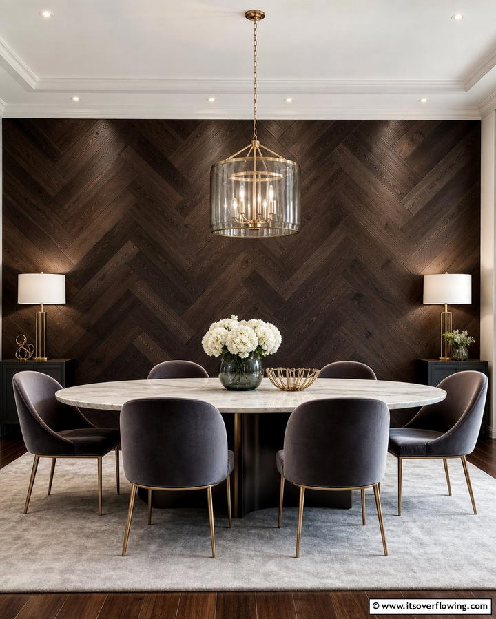 Herringbone Wood Wall - 25 Wood Accent Wall Ideas to Elevate Your Interior