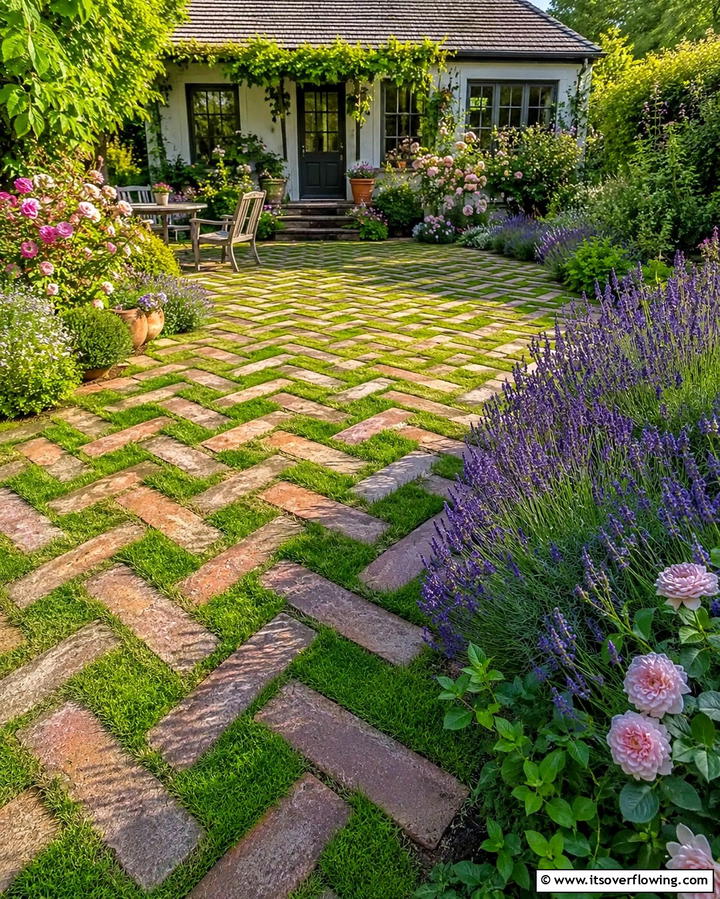 Herringbone with Contrasting Borders - 25 Herringbone Brick Patio Designs for a Classic Look