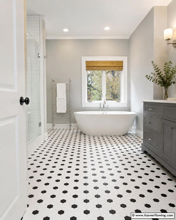 Hexagon Floor Tiles - 25 Vintage Bathroom Ideas for Classic Charm
