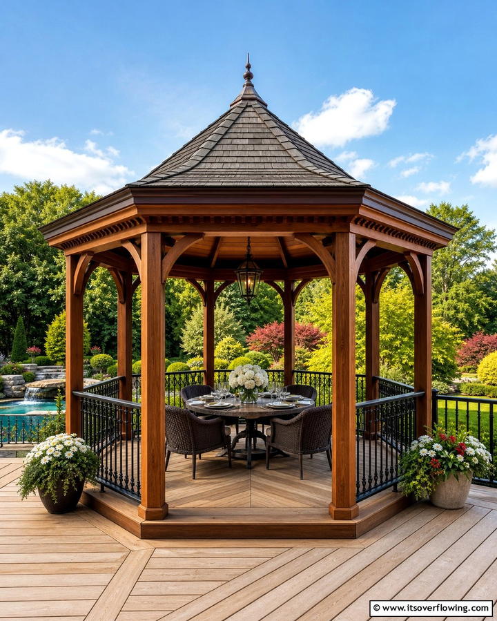 Hexagonal Gazebo for Unique Appeal - 25 Gazebo on Deck Ideas for Outdoor Relaxation
