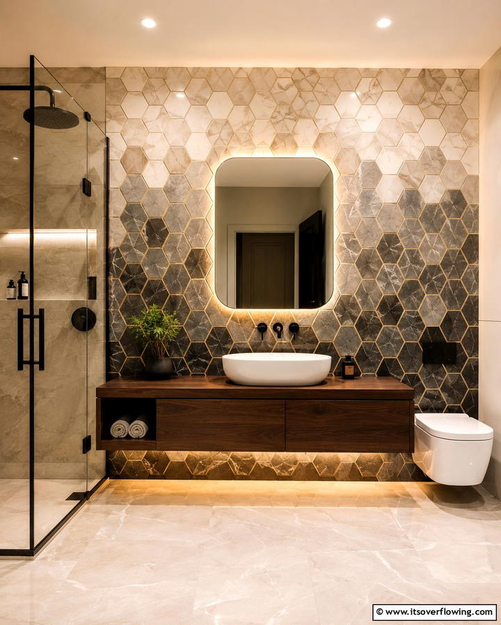 Hexagonal Tile Patterns - 25 Bathroom Backsplash Ideas for a Stylish Upgrade