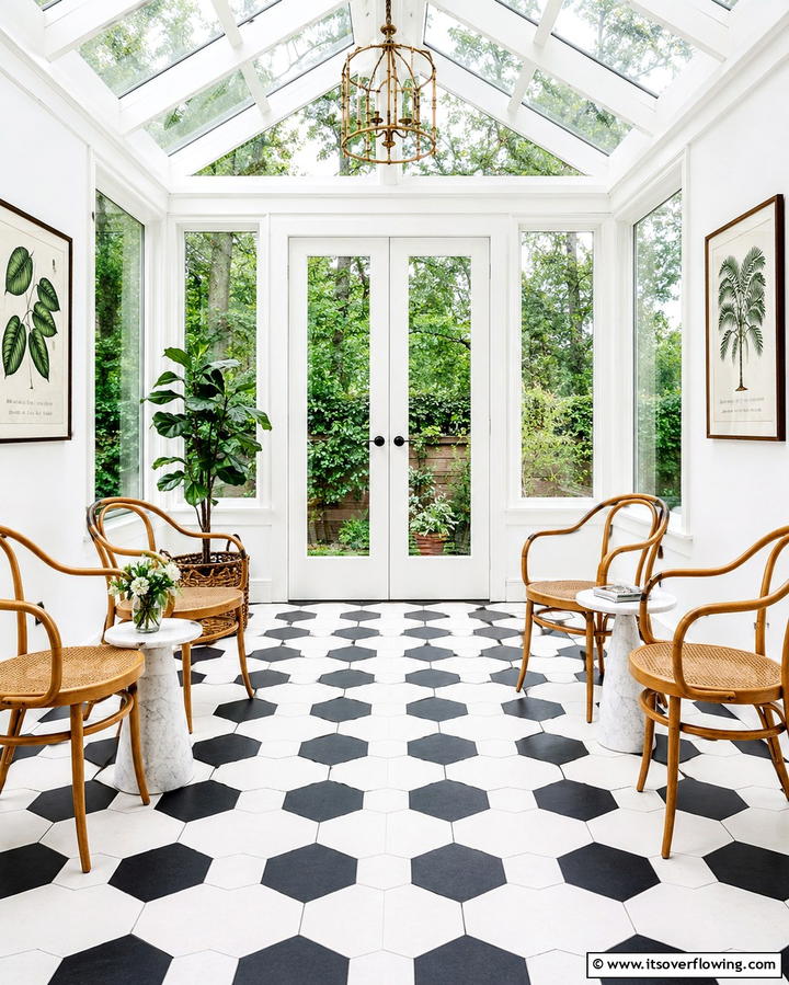 Hexagonal Tiles - 20 Sunroom Tile Floor Ideas for Durable and Stylish Floors