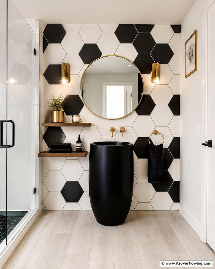 Hexagonal Tiles for Geometric Flair - 25 Bathroom Backsplash Ideas for a Stylish Upgrade