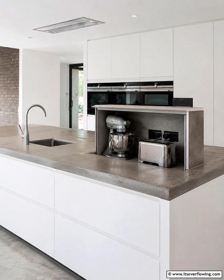 Hidden Appliance GarageOne - 25 Smart Kitchen Island Storage Ideas for Organized Kitchens