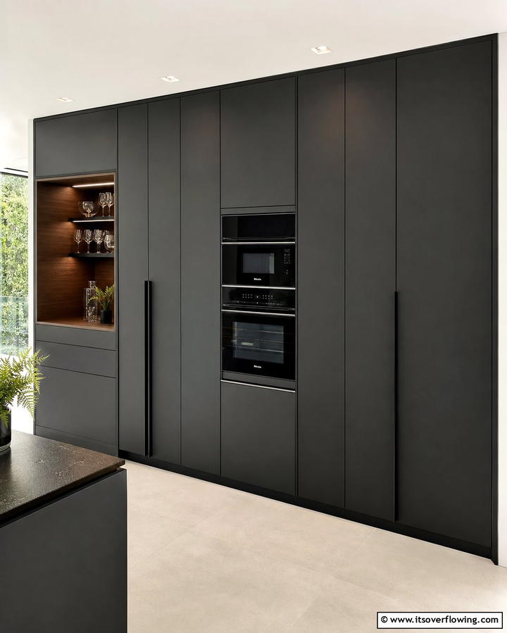 Hidden Appliances - 25 Modern Floor to Ceiling Kitchen Cabinets Ideas