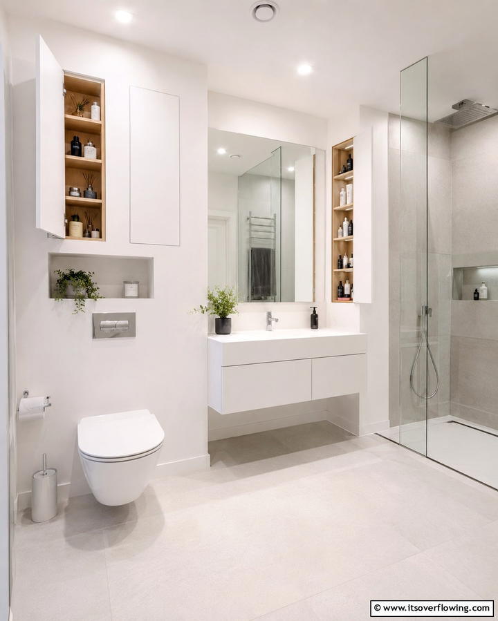 Hidden Cabinet Shelving - 30 Small Bathroom Shelving Ideas for Smart Storage