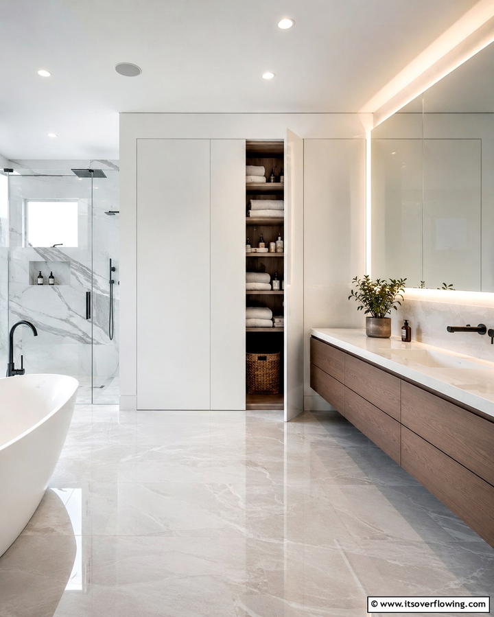 Hidden Closet Behind a Panel - 25 Bathroom Closet Ideas to Maximize Storage and Style