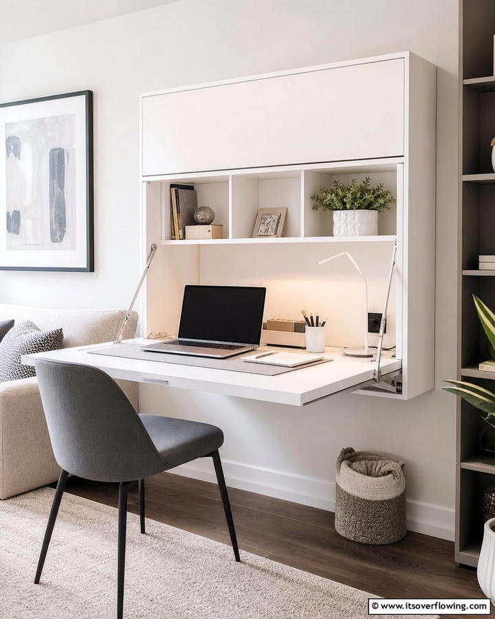 Hidden Fold Out Desk - 25 Stylish Built-in Desk Ideas for Your Home Office