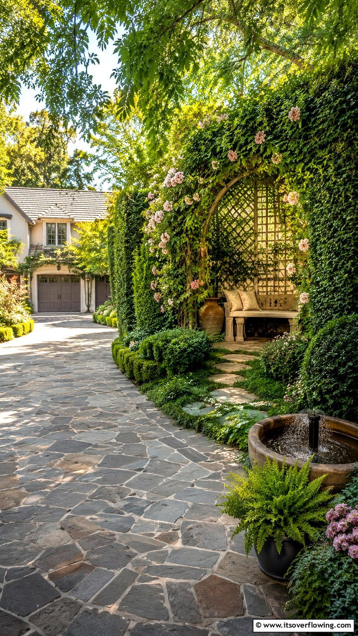 Hidden Garden Retreats - 30 Driveway Landscape Ideas to Boost Curb Appeal