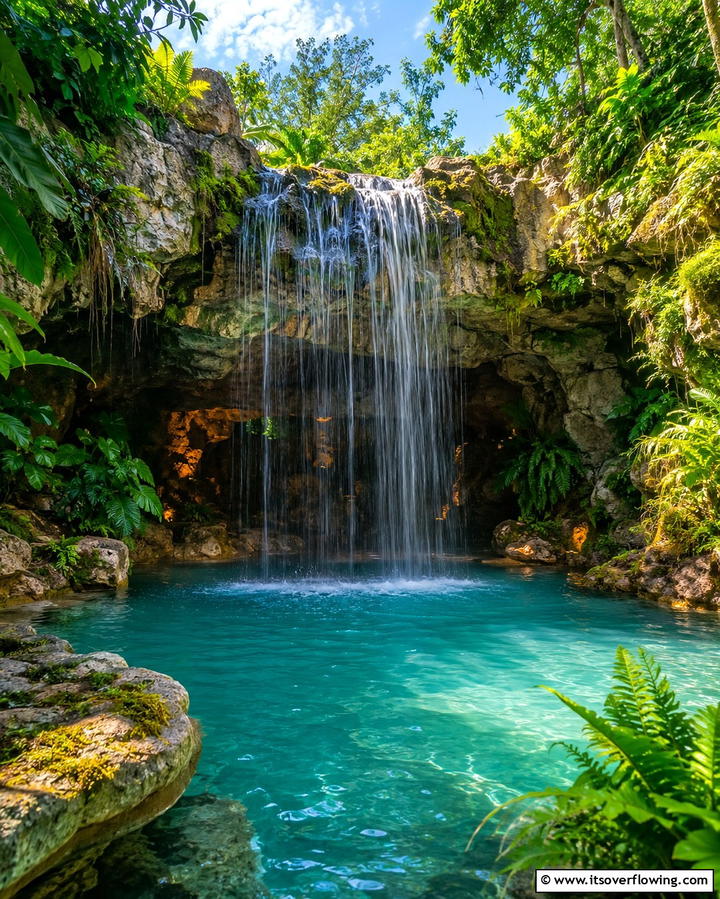 Hidden Grotto Waterfall - 25 Small Pool Waterfall Ideas for Your Backyard