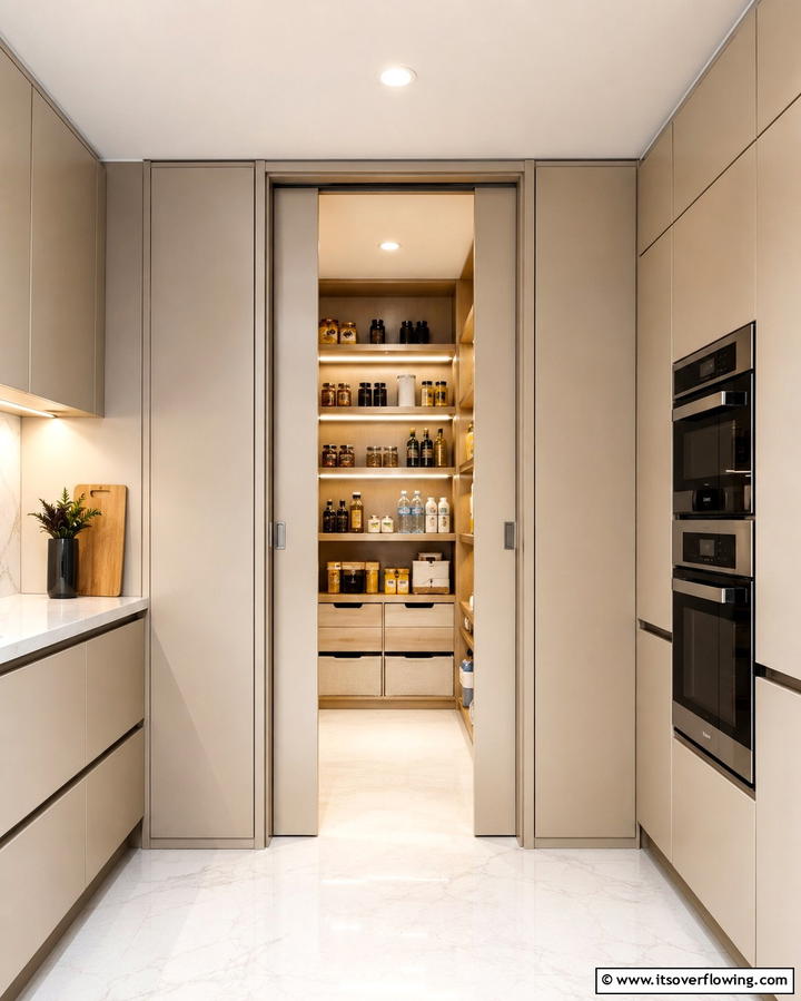 Hidden Pantry Spaces - 30 Parallel Modular Kitchen Designs for Efficient Cooking