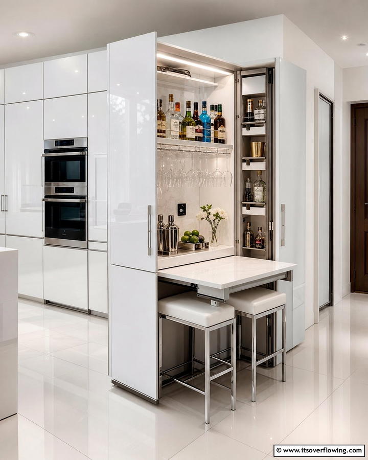 Hidden Pop up Bar - 30 Kitchen Bar Ideas for Casual Dining and Socializing