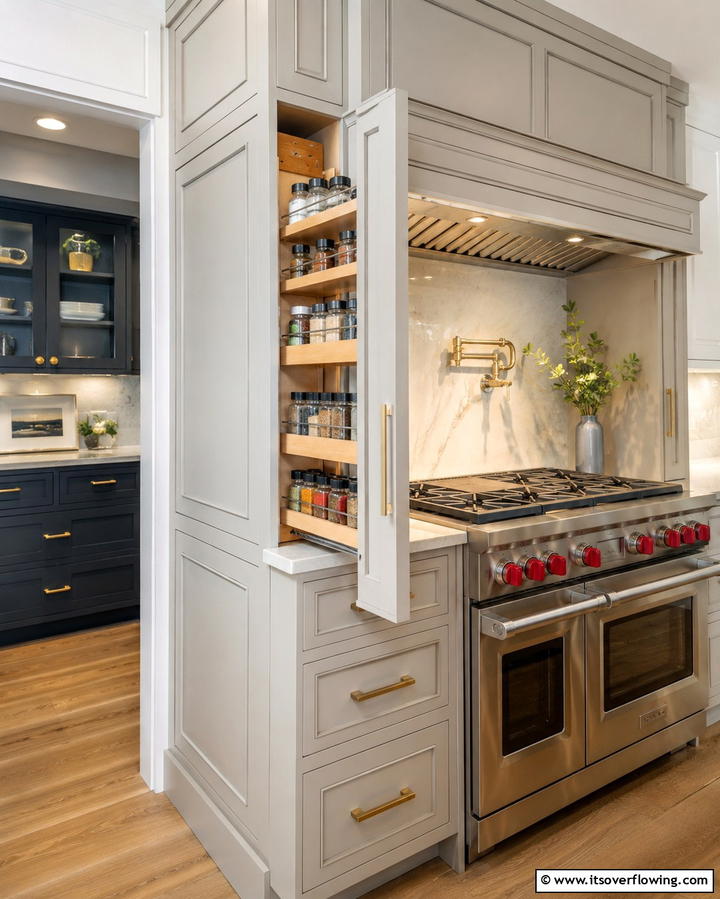 Hidden Pull Out Shelf - 25 Spice Rack Ideas to Organize Your Kitchen