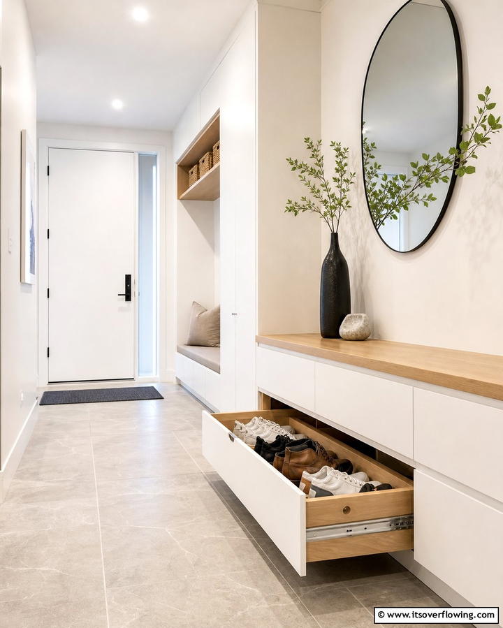 Hidden Shoe Drawers - 25 Entryway Shoe Storage Ideas to Keep Your Home Tidy