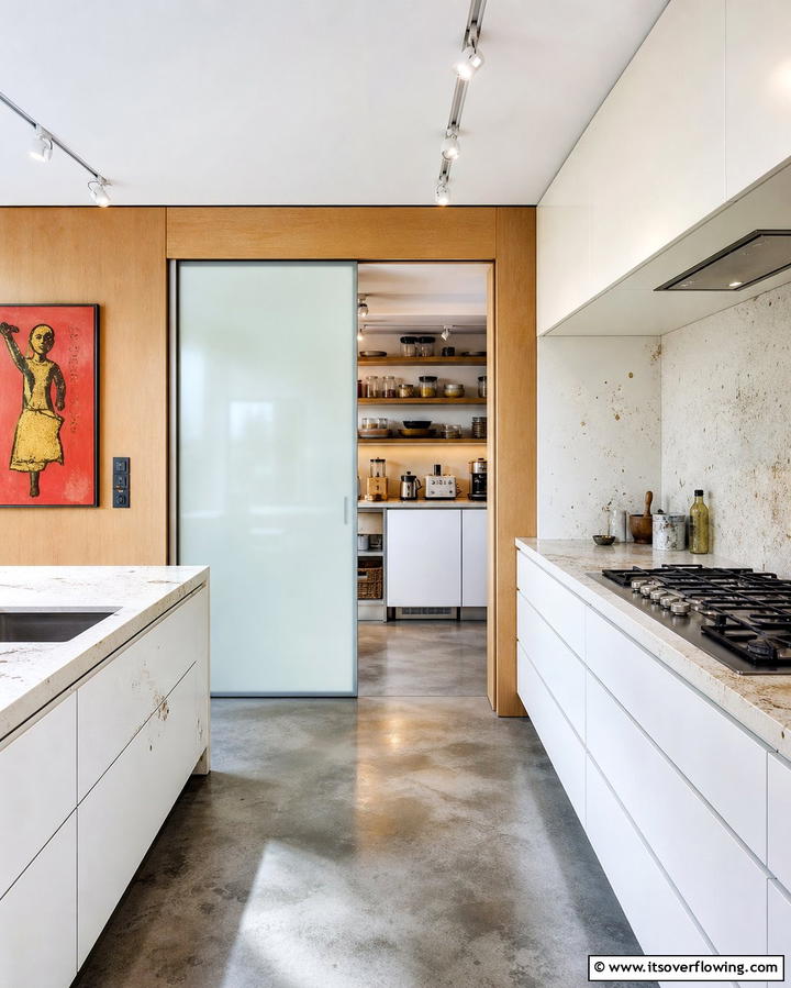 Hidden Sliding Door Entry - 25 Practical Dirty Kitchen Ideas for Efficient Cooking Spaces