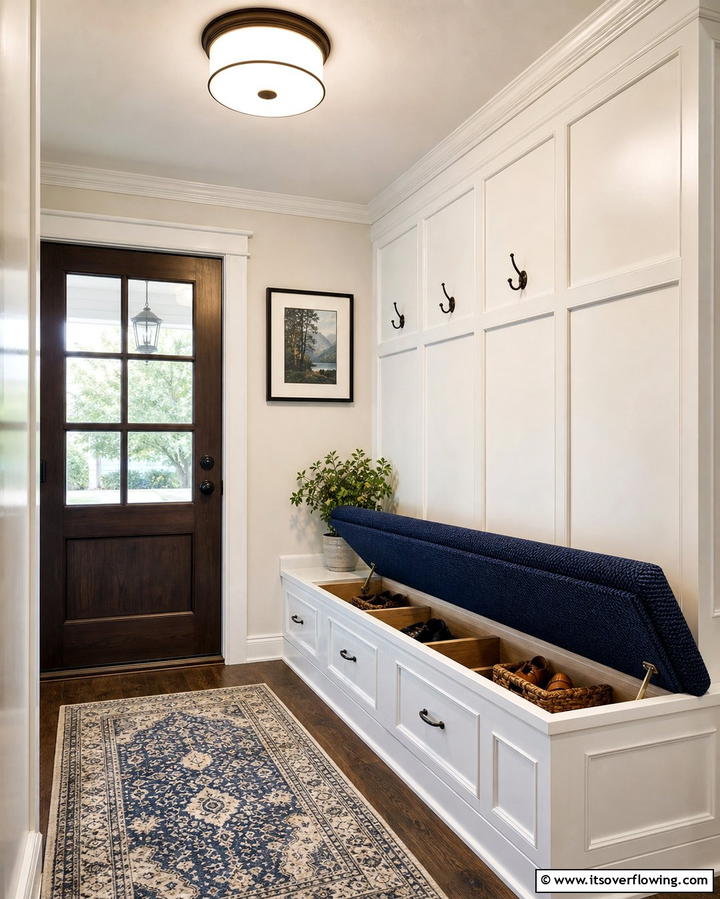 Hidden Storage BenchesOne - 25 Hallway Storage Ideas to Maximize Space