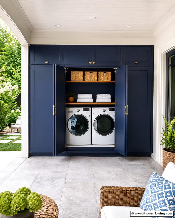 Hidden Storage Cabinets - 25 Outdoor Laundry Area Design Ideas for Convenience